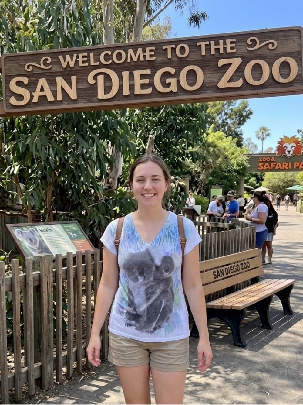 White V-Neck Koala Graphic Tee